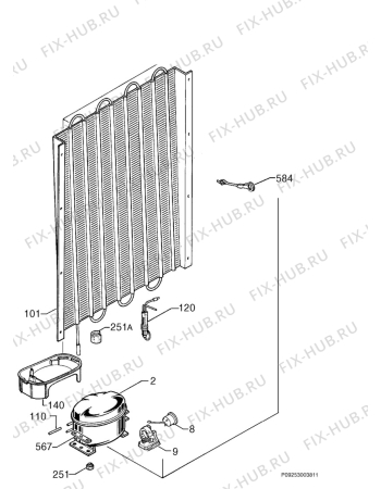 Взрыв-схема холодильника Aeg SC61440I - Схема узла Cooling system 017